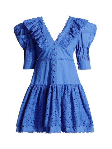 Romantic Court Style 2025 Spring New Fashion V-Necked Sleeve Lace Laminated Short Dress Woman